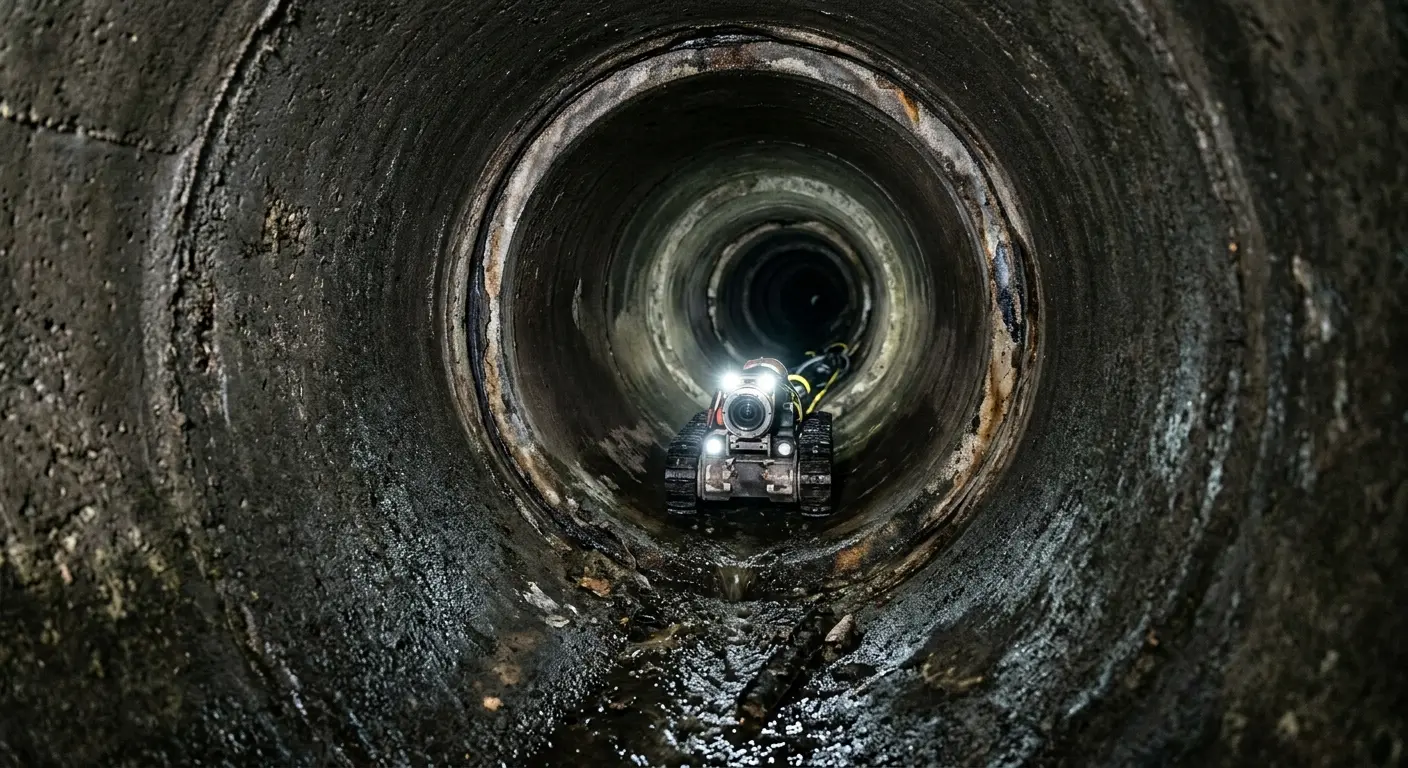 Robotic sewer camera inspecting pipe interior for Drain Snake Service in Gridley